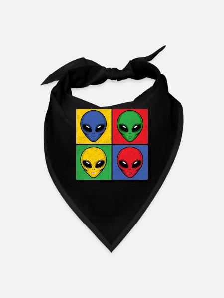 Aliens Pop-Art Popart Vintage Alien Heads Faces - Bandana - black - Front
