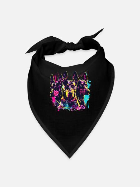 Neon Doberman Trio Splash - Bandana - black