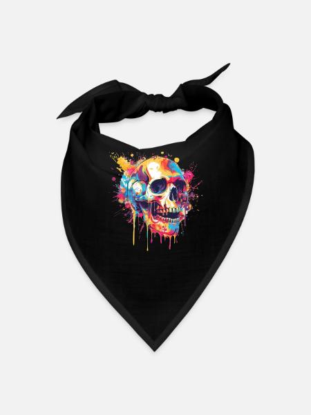 Chromatic Skull Splash - Bandana - black