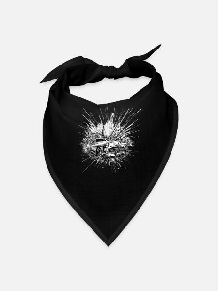 Vintage Car Burst Graphic - Bandana - black