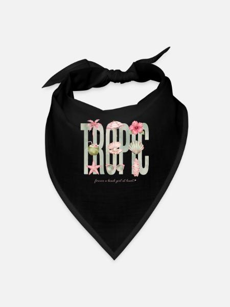 Vintage Pink Tropic Beach Girl Summer Graphic - Bandana - black - Front