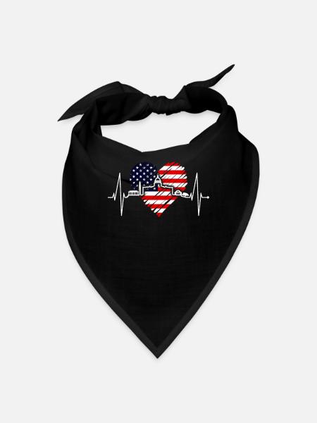 Washington Skyline Heartbeat US Flag Heart Love DC - Bandana - black - Front
