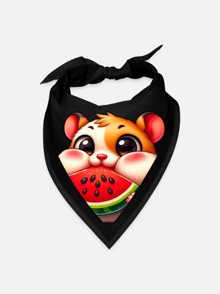 Hamster Pastèque fruité design d’été - Bandana - noir - Devant