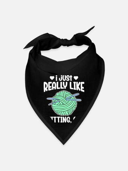 I Just Really Like Knitting Ok - Bandana - black - Front