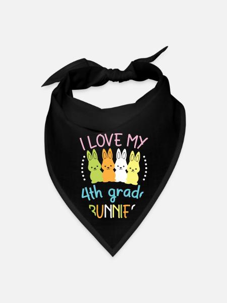 I Love My 4th Grade Bunnies Happy Easter Day To Me - Bandana - black