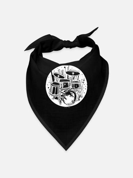 Drum Kit Drawing - Bandana - black - Front