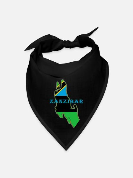 Zanzibar flag with a Flag Map Tanzania realist ess - Bandana - black - Front