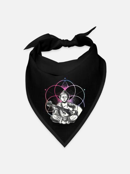 Buddha - Playing Guitar - Yoga Buddhist - Yogi - Bandana - black - Front