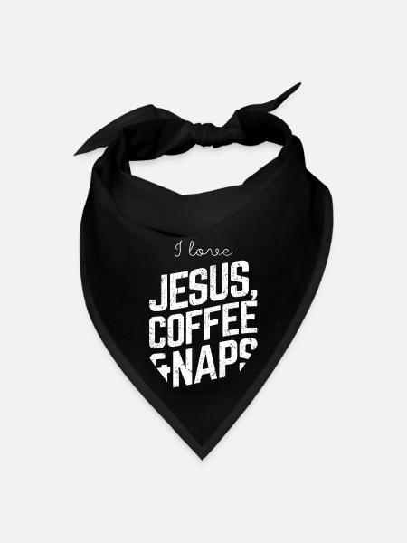 I Love Jesus Coffe & Naps Vintage Christian Gift - Bandana - black - Front