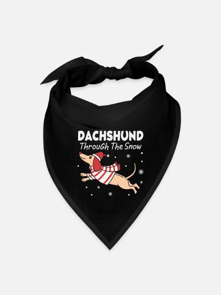Teckel dans la neige - Jeu de mots amusant de Noël - Bandana - noir - Devant