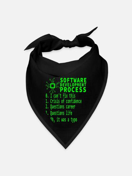 Software Development Process Funny Coding Humor - Bandana - black - Front