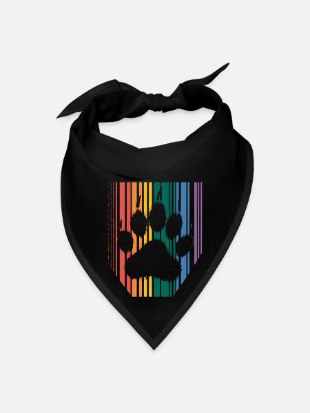 Lgbtq Rainbow Colors Barcode Bear Paw Gay Pride - Bandana - black