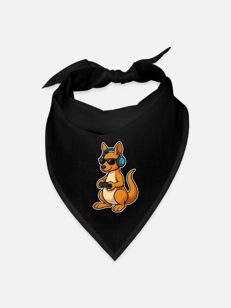 Cool Gamer Kangaroo - Bandana - black - Front