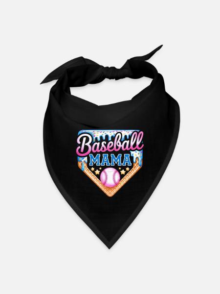 Baseball Mama Ice Cream Cone Sprinkles Sports Mom - Bandana - black - Front