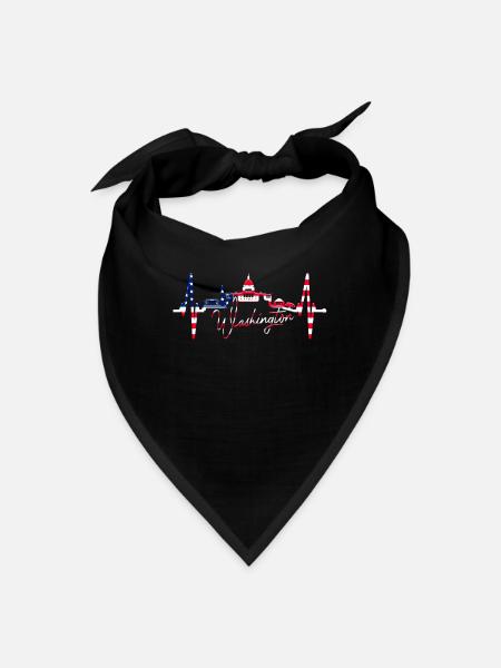Washington Skyline Heartbeat US Flag Heart Love DC - Bandana - black - Front