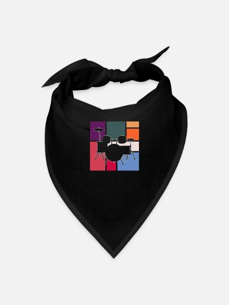 Vintage Drums – Retro Percussion Art - Bandana - black - Front