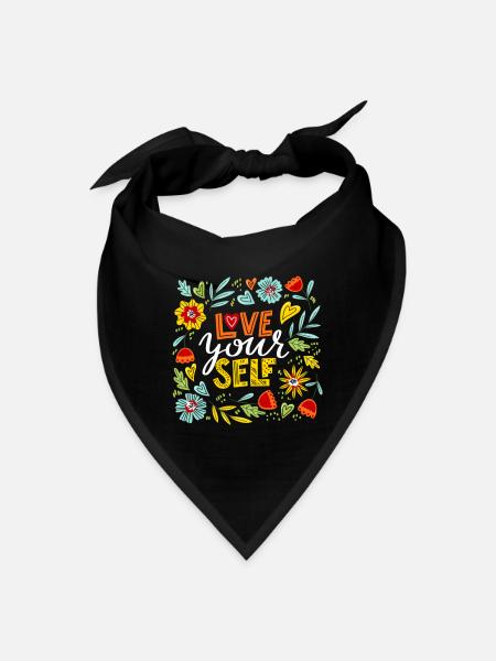 Sky Blue Yellow Orange "Love Yourself Design" - Bandana - black - Front