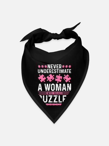 Jigsaw Puzzle Lover Woman Puzzle - Bandana - black - Front