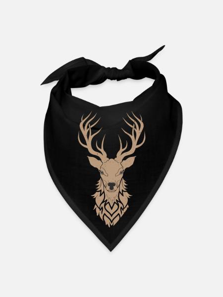 Deer Head Design - Bandana - black