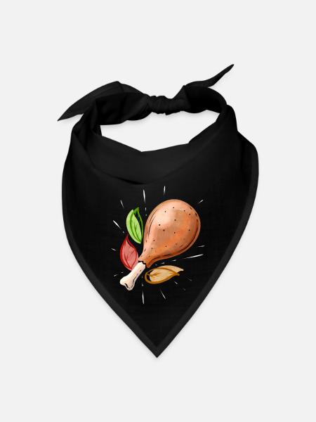 Roasted Turkey Meal On Thanksgiving - Bandana - black - Front
