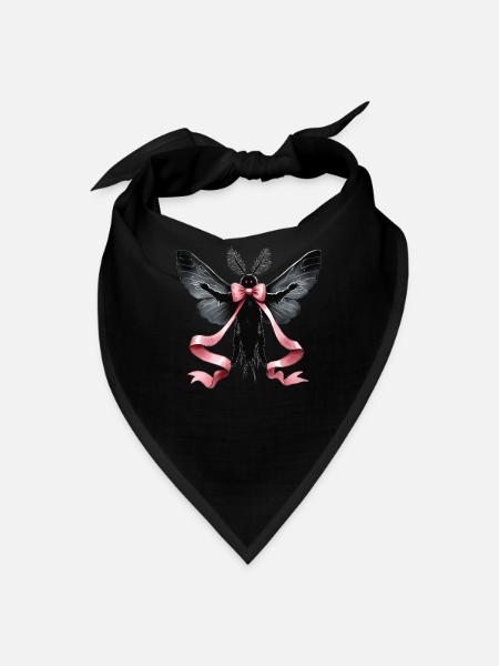 Coquette Bow Mothman Cryptozoology Cryptid Pink - Bandana - black - Front