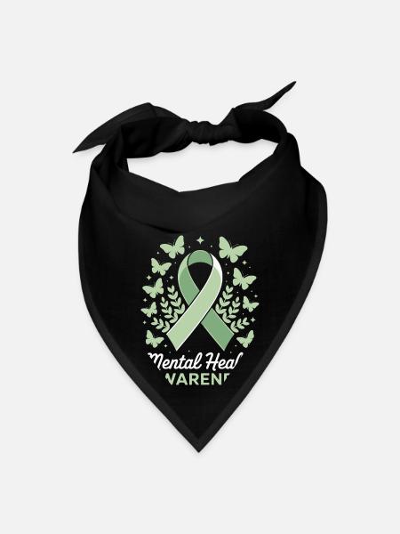 Mental Health Awareness Butterfly Green Ribbon - Bandana - black