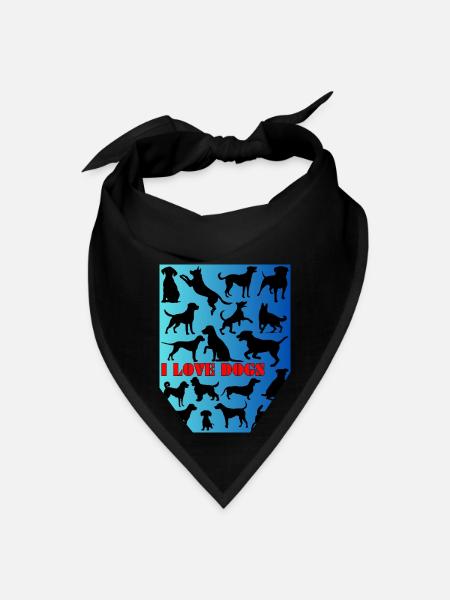 Dog figures in black and blue - Bandana - black - Front
