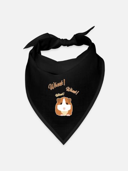 Wheek Cavy Caviidae Long Hair American Crested - Bandana - black - Front