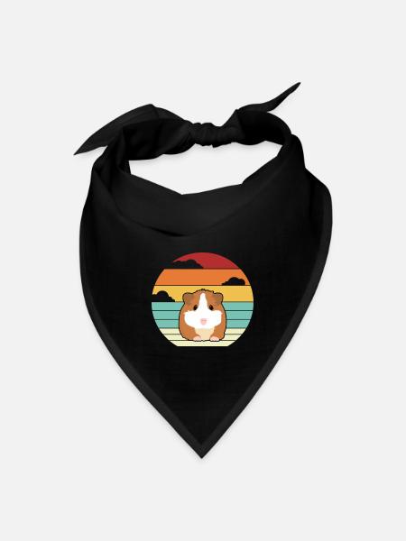 Retro American Crested Cavy Caviidae Long Hair - Bandana - black - Front
