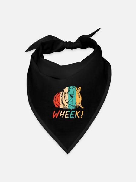 Retro American Crested Cavy Caviidae Long Hair - Bandana - black - Front
