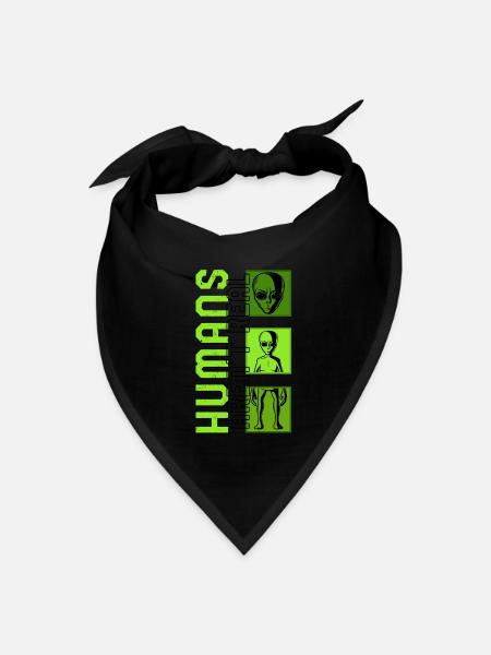 Alien Shirt, Humans Aren't Real Funny Alien Face - Bandana - black - Front