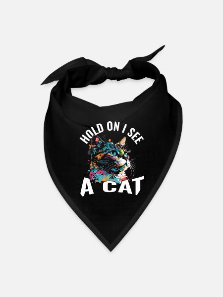 Hold On I See A Cat - Bandana - black