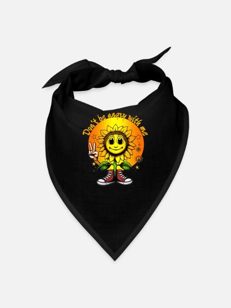 Sunflower Smile Peace Cartoon in Sneakers - Bandana - black