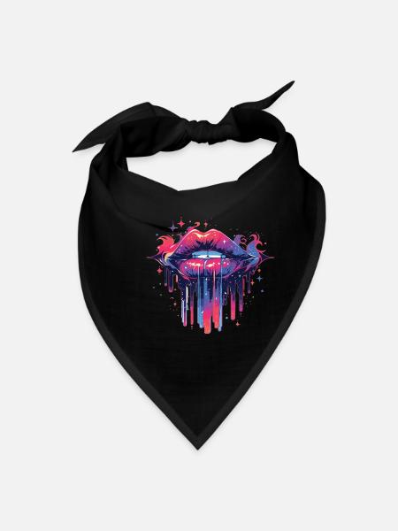 Lips Kiss Mouth Kiss Mouth Red Lips - Bandana - black