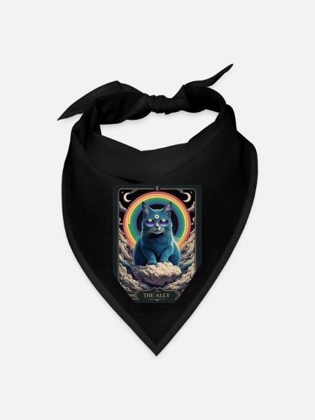 tarot card the alley blue cat rainbow sunglasses - Bandana - black - Front