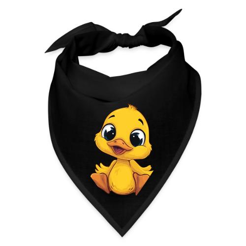 Sweet Yellow Cartoon Duck Sitting Happily - Bandana
