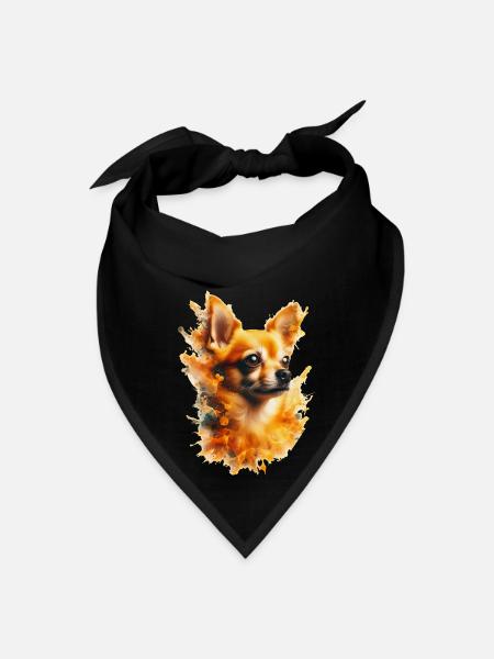 Chihuahua splash portrait - Bandana - black - Front