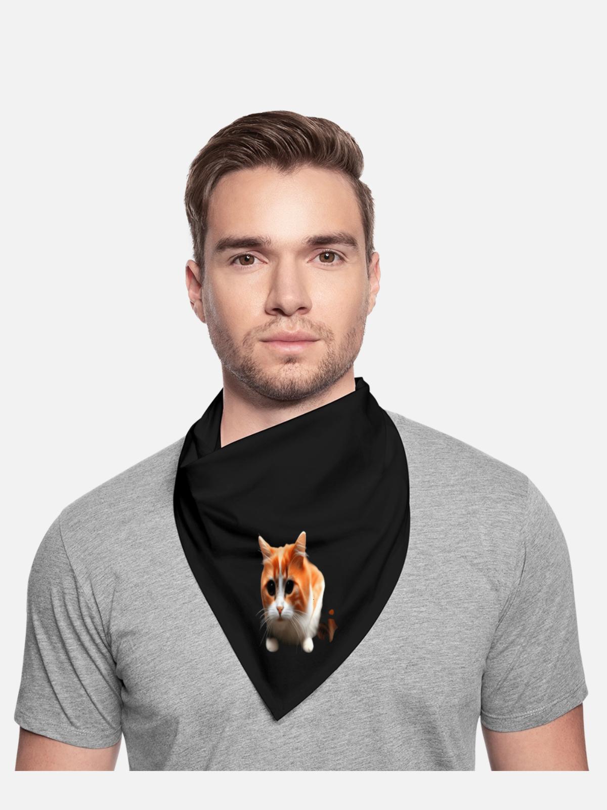 3d Funny Cat Face - Bandana - black - Front - TBD (187cm)