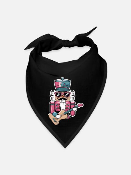 Nutcracker Playing Guitar - Bandana - black - Front