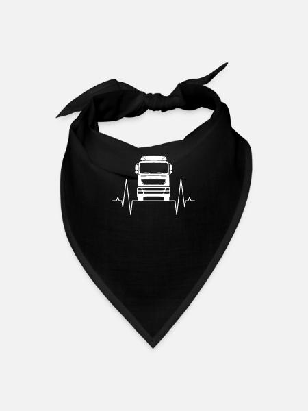 Truck Driver Lorry Lovers Heartbeat Line Gift - Bandana - black - Front