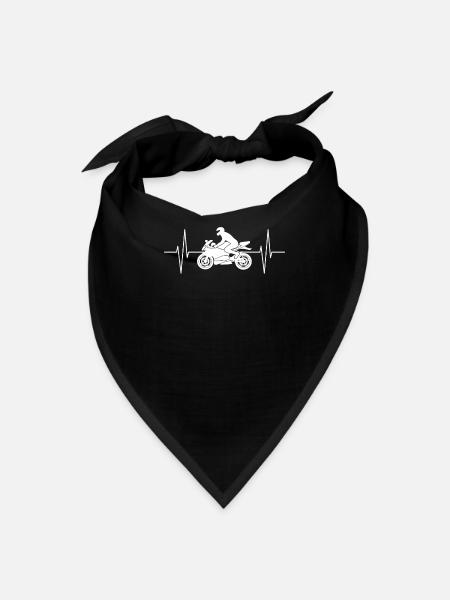 Motorcyclist Heartbeat Line Motorcycle Gift - Bandana - black - Front