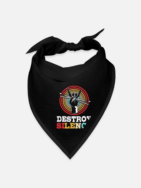 Retro Percussion Drums Drummer Destroy Silence - Bandana - black - Front