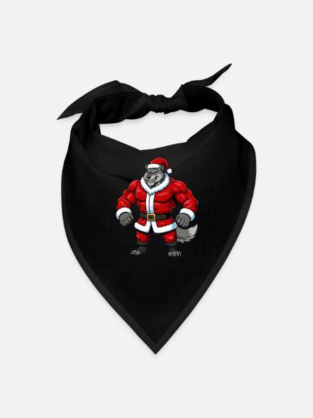 Wolf Santa Claus - Bandana - black - Front