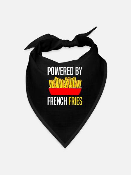 Powered By French Fries Potato Fried Potatoe Funny - Bandana - black - Front