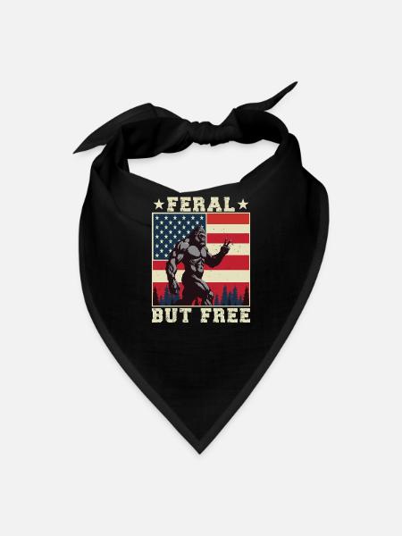 Feral But Free – Bigfoot Patriotic 4th of July - Bandana - black - Front