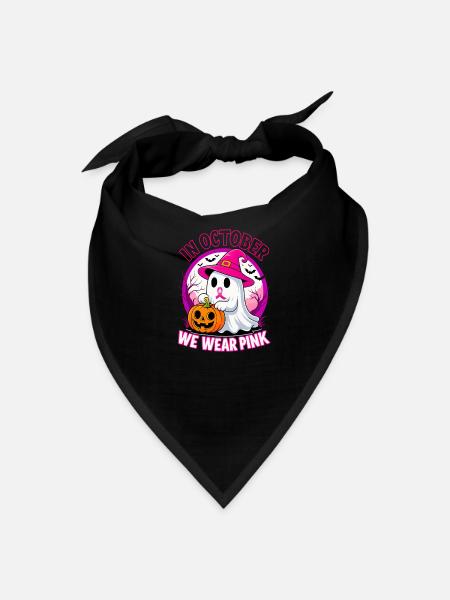 Halloween Ghost with Pink Witch Hat - Bandana - black - Front
