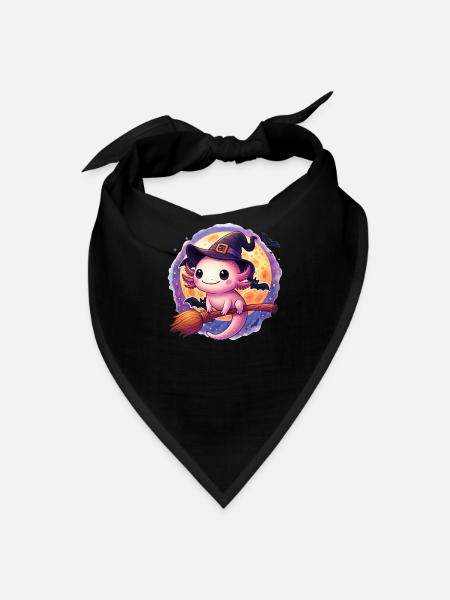 Moonlit Witch Hatchling on Broom - Bandana - black