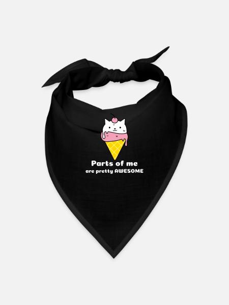 Ice Cream Cat: Parts Of Me Are Awesome - Bandana - black - Front