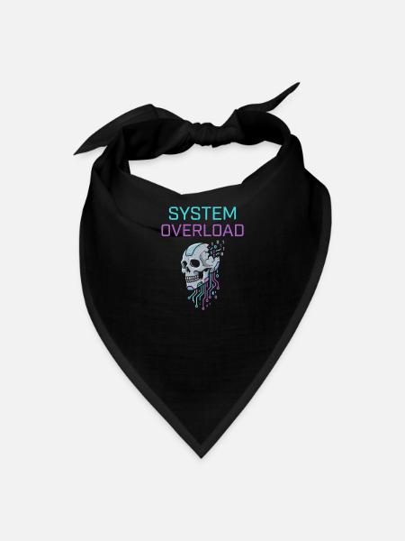 System Overload Binary Cyberpunk Skull - Bandana - black - Front