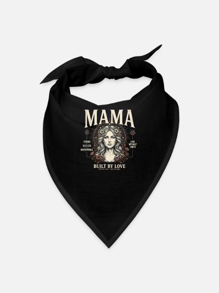 Mama T-Shirt, Built By Love Shirt, Mother's Day  - Bandana - black - Front